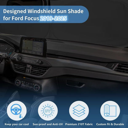 Windshield Sun Shade Car Sunshade Accessories Fit Ford Focus 2019-2025 - Image 3