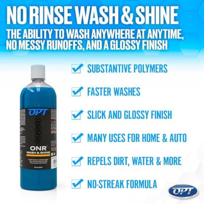 Optimum No Rinse Wash and Shine Version 6 - ONR Rinseless Car Wash Soap for Auto Detailing, Use On Paint, Ceramic Coatings, Glass, Interior (32 Oz) - Image 4