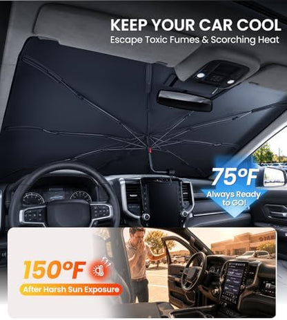 Zanch Windshield Sun Shade Umbrella Custom Fit for Ram 1500 2011-2026 - Image 2