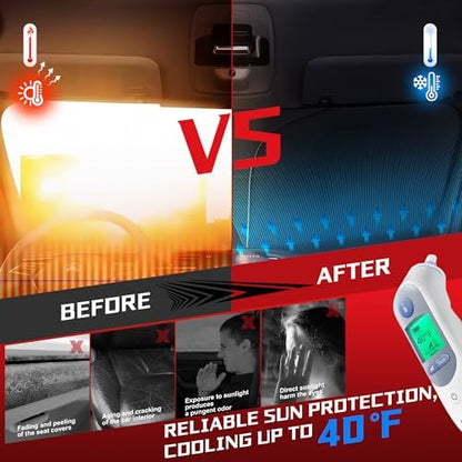 Windshield Sun Shade for 2016-2021 Civic Foldable Sun Sunshade for Car Front Window Blocks UV Rays and Heat Automotive Interior Protector Custom Fit Accessories - Image 4