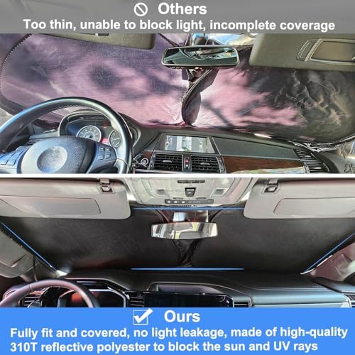 Windshield Sun Shade for 2022-2026 Refreshed Chevy Silverado 1500/GMC Sierra 1500, 2024-2026 Silverado/Sierra 2500HD 3500HD Front Windshiled Sun Visor UV Protection Foldable Sunshade - Image 3