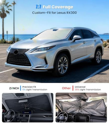 Zanch 2026 Upgraded Windshield Sun Shade Umbrella: Custom Fit for Lexus RX300 2015-2025 Front Window Sunshade, Block UV Rays & Keep Car Cool, 1:1 Scan for RX300, No Gaps & No Scratches. - Image 3
