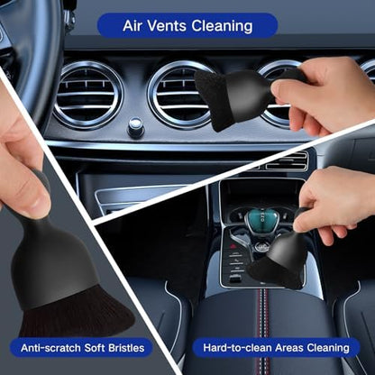 Qydipclin 10pcs Windshield Cleaning Tool Inside Car Window Cleaner Wash Kit with 4 Reusable Microfiber Pads 1 Spray Bottle and Extendable Handle Interior Auto Glass Wiper Kit, Blue - Image 7