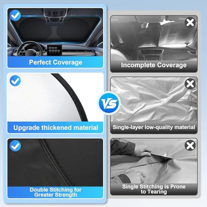 JUSTTOP 300T Car Windshield Sun Shade, Universal Foldable Reflective Sun Shade with Storage Bag, Car Interior Accessories, Fit for Cars Trucks SUVs(63" L x 35" W) - Image 6