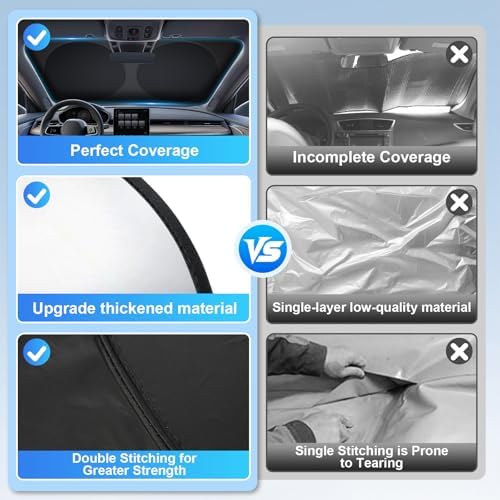 JUSTTOP 300T Double-Layer Design Universal Car Windshield Sun Shade, Foldable Reflective for Windshield & Window Shades, Car Interior Accessories (55" L x 27.6" W) - Image 6