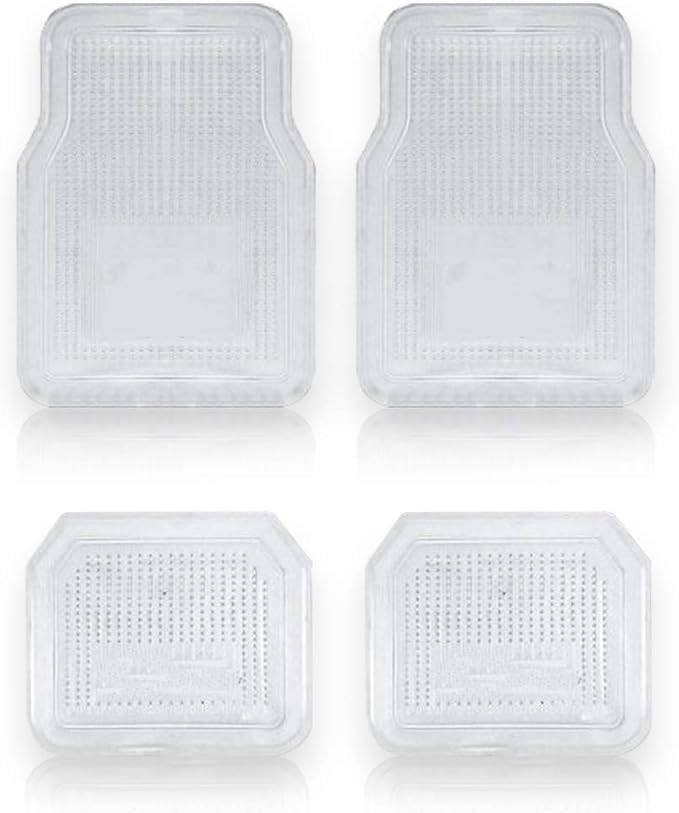 Vaygway All Weather Floor Mats-Universal 4 Piece Car Interior- Rubber Clear Car Plastic Rug-Blue-Tinged Weather Protection Mats by VaygWay