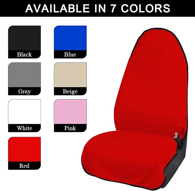 DXNQ Waterproof Car Towel Seat Cover, Sweating Non-Slip Premium Towel Carseat Cover Protector, Universal Soft Machine Washable Car Truck SUV Front Seat Cover for Gym Workout Beach Hiking (Red) - Image 4