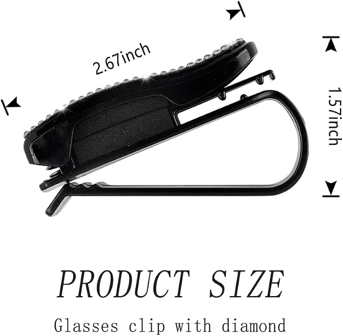 Set of 2 Bling Rhinestone Car Sun Visor Glasses Holders with Anti-Scratch Sponge,Car Decoration for Women Girls,Ticket Card Clip Visor Organizer,Universal Rhinestone Auto Accessories (Silver-2pcs) - Image 2
