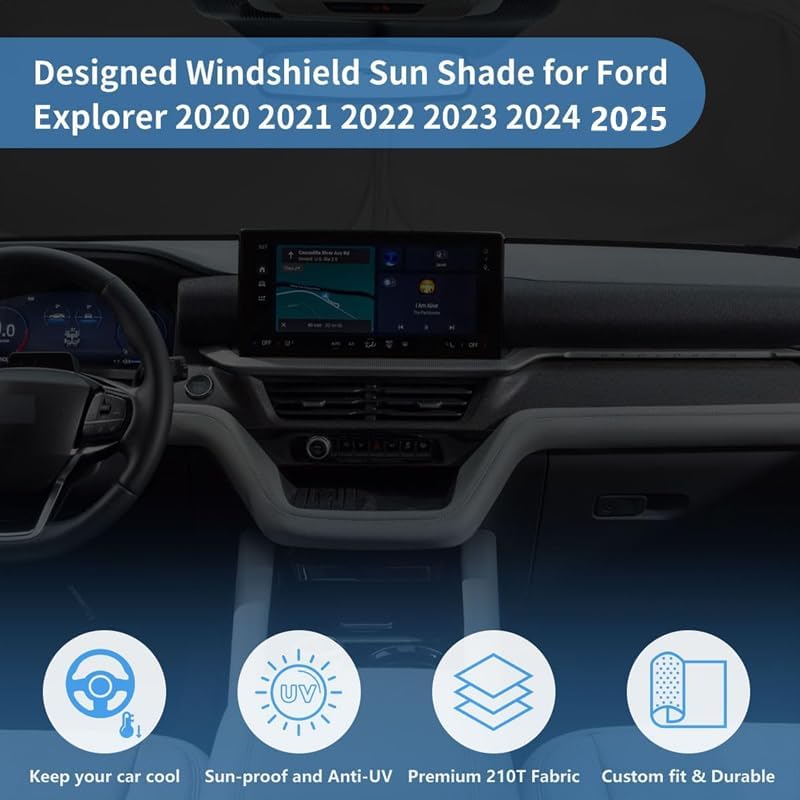 Windshield Sun Shade Car Sunshade Accessories for Ford Explorer 2020-2026 - Image 6
