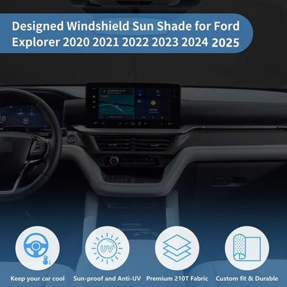Windshield Sun Shade Car Sunshade Accessories for Ford Explorer 2020-2026 - Image 6