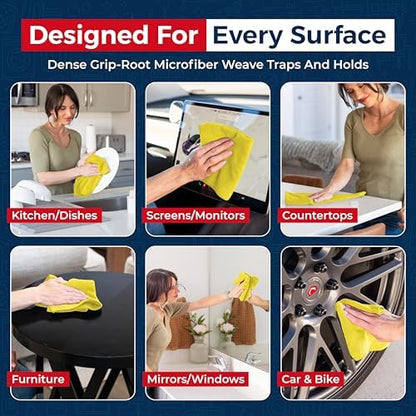 USANOOKS Microfiber Cleaning Cloth Yellow - 12 Pcs 12.5"x12.5" - High Performance - 1200 Washes, Ultra Absorbent Towels Weave Grime & Liquid for Streak-Free Mirror Shine - Car Washing Cloth - Image 4