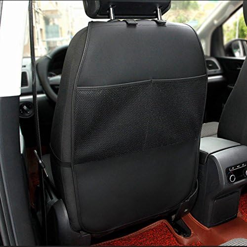 HCMAX 2 Pack Kick Mat Car Seat Back Protector Waterproof Easy to Clean Multifunctional Organizer Storage Bag Travel Accessory PU Leather Black - Image 3