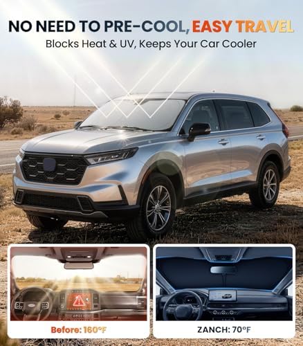 Zanch Windshield Sun Shade for Honda CRV 2023-2026, 7-Layer Heavy-Duty UV & Heat Block, 3D Scanned Custom Fit, Keep Interior Cooler, Easy Storage & Foldable SUV Accessories, No Sagging - Image 2