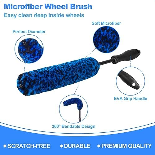 12Pcs Wheel Brush Kit for Cleaning Wheel and Tire, Wheel and Rim Brush, Car Detailing Brushes, Tire Brush, Bendable & Durable Car Wheel Rim Cleaner Brush Set,Car Detailing Cleaning Brush Supplies Kit - Image 2