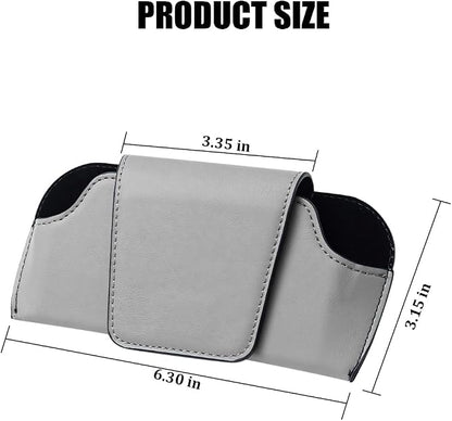 Sunglass Holder for Car Visor, PU Leather Magnetic Vehicle Glasses Organizer Box with Clips, Automotive Interior Eyeglasses Storage Case Accessories, Universal for Most Vehicles (Gray) - Image 2