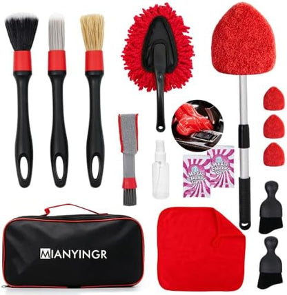 Windshield Cleaner Tool, 17Pcs Red Car Interior Detailing Kit by Unknown