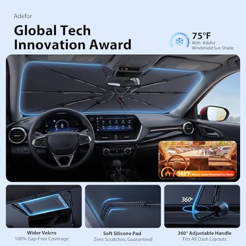 2026 Upgraded Windshield Sun Shade Umbrella for Chevrolet Trax [Precision Custom Fit, Superior UV & Heat Block] Cooling Tech Fabric, Durable Foldable with Storage Bag, Fits 2015-2022, 2024-2026 - Image 5
