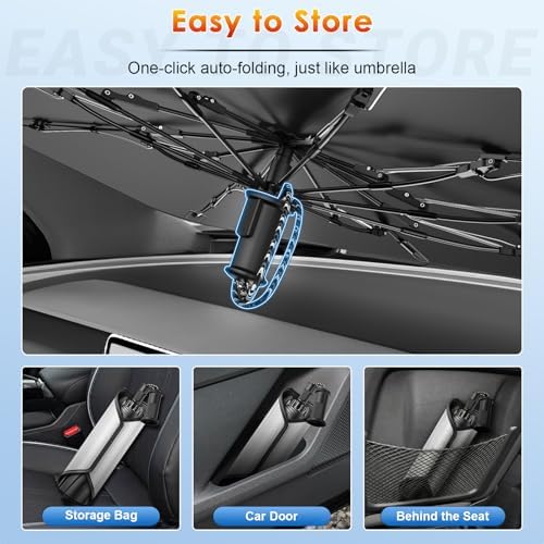 for Umbrella Sunshade for Car Windshield 2016-2026 Toyota Tacoma Custom Fit Windshield Sun Protector Cover 6-Layer Heat-Resistant Fabric, Ultra-Strong Fiberglass Frame (for 2016-2026 Tacoma) - Image 6