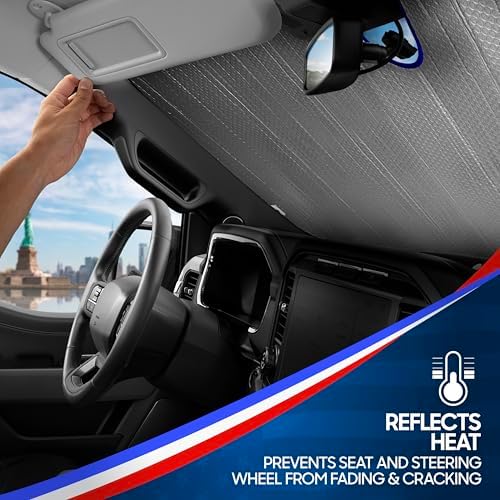 BDK Freedom Windshield Sun Shade for Car Windshield 250 USA Anniversary Patriotic Accordion Fold Sunshade UV Protection Heat Blocker Foldable Windshield Cover Truck SUV 4th of July Memorial Day - Image 6