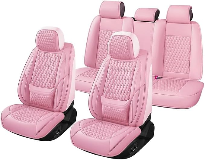 Car Seat Covers Full Set Custom Fit for Lexus ES330 2004-2006, Pink | Lumbar Support, Premium Faux Leather, Breathable, Anti-Slip, Airbag Compatible, Waterproof, Car Seat Protectors, 2 Row-5Seat - Image 7