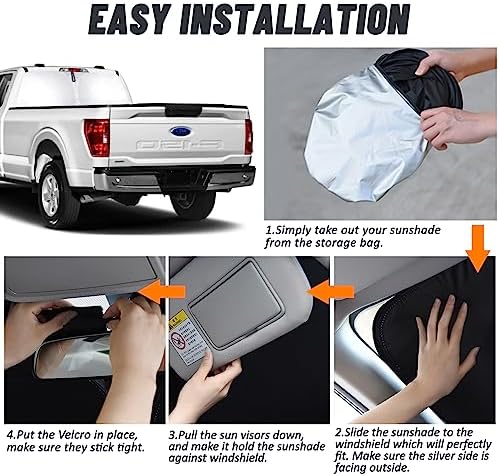 D-Lumina Rear Tailgate Window Sun Shade for 2015-2025 Fo-rd F150 F250 F350 Accessories, Window Sunshade Sun Visor Protector Block UV Rays Heat (Not for Sliding Window), Foldable 2 Layers 210T Material - Image 5