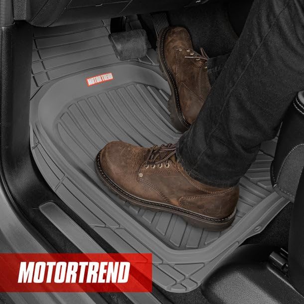Motor Trend FlexToughXL Floor Mats for Cars Full Set, All-Weather Rubber Automotive Floor Mats, Waterproof Heavy Duty Car Mats, Flexible Floor Liners for Car Truck Van SUV, Car Floor Mats (Gray) - Image 2
