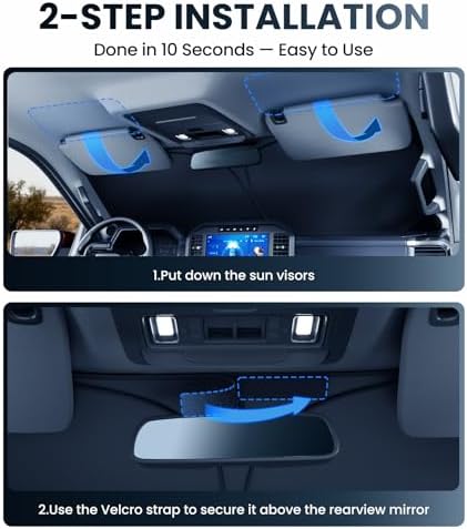 Zanch Custom Windshield Sun Shade for Toyota Corolla 2019-2026, 7-Layer UV & Heat Block, 3D Laser Scanned Fit, Interior Protection, Keep Car Cooler, Easy Storage & Foldable Accessories - Image 3