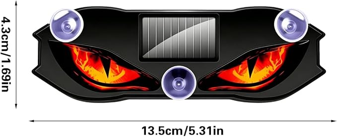 Eye-Shaped Wireless LED Lights for Car (Red) | Solar Powered & Rechargeable Car Lights Interior with Vibration Sensor, Automotive Ambient Light for Door Windows - Image 6