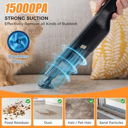 Handheld Vacuum Cordless,15KPA Vacuum with Storage Dock,Black - Image 4