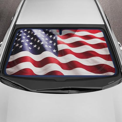 Motor Trend USA Americana Flag Car Windshield Sun Shade for Front Window, Foldable Car Sun Shade with Patriotic Graphic, Collapsible Sun Visor Sunshade for Cars Windshield (Medium 65" x 33") - Image 2