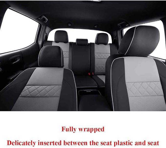 EKR Ranger Seat Covers Custom Fit for Ford Ranger (SuperCrew) XL/XLT 2024 2025,Leather Automotive Seat Covers & Accessories for Cars Full Set- Faux Leather (Black/Gray) - Image 5