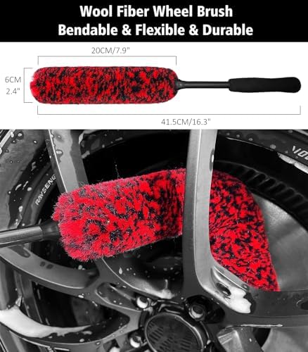 YeewayVeh 4Pack Car Wheel Cleaning Kit, Bendable Rim Brush Set, Red - Image 4