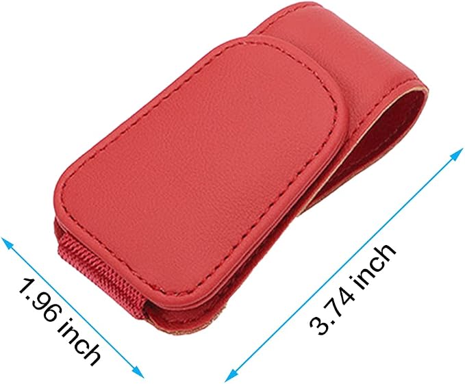 2 Packs Sunglass Holder for Car Sun Visor, Magnetic Eyeglass Hanger Clip for Car Visor, Leather Car Glasses Mount, Car Interior Visor Accessories (Red-2Pcs) - Image 2