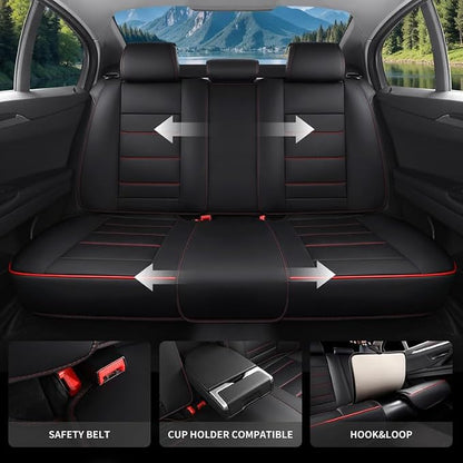Car Seat Covers Full Set Custom Fit For Toyota Matrix 2003-2014, Black&Red | Lumbar Support, Premium Faux Leather, Breathable, Anti-Slip, Airbag Compatible, Waterproof, Car Seat Protectors, 2 Row-5Seat - Image 4