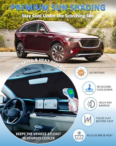 Windshield Sun Shade for Mazda CX-9 2016-2024 2025 2026 Sunshade - Image 2