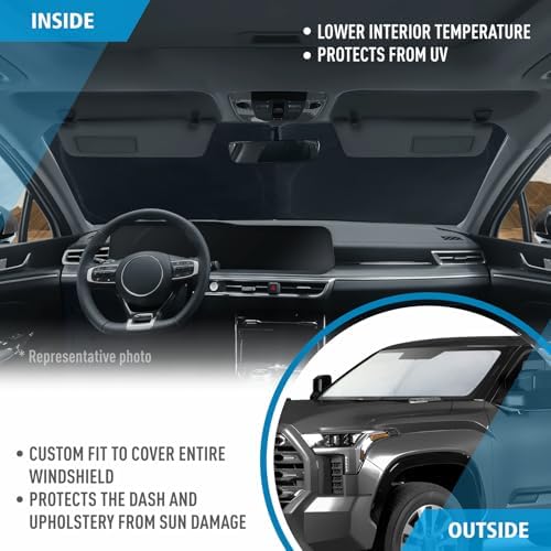 CLIM ART Windshield Sun Shade for Toyota Tundra 2022-2026, Custom-Fit Foldable Car Sunshade, Vehicle Sun Protector, Front Auto Windshield Cover, Car Accessories - WS2010 - Image 5
