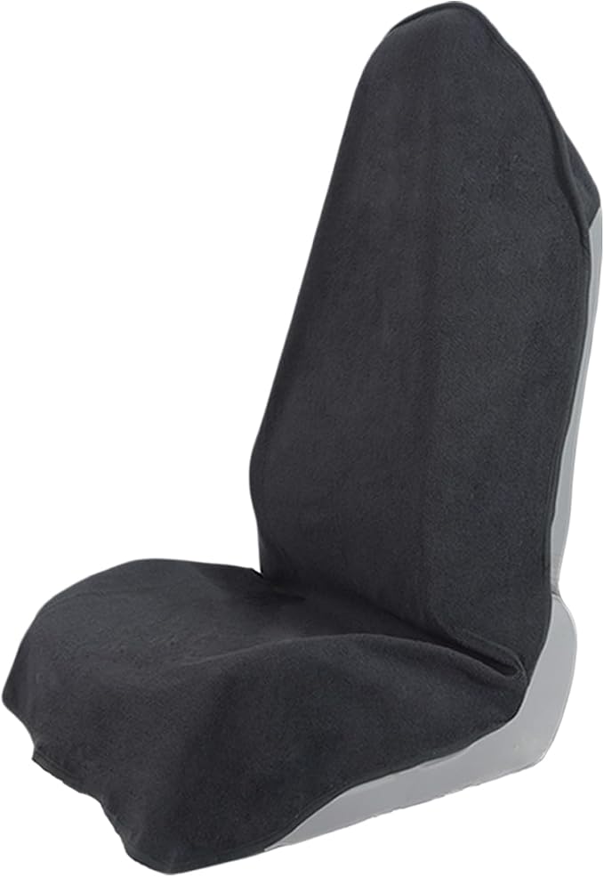 Towel Car Seat Covers - Super Absorbent Front Seat Protectors for Gym, Pets & Travel | Quick-Dry Towel Fabric | Universal Non-Slip Fit for Sedan, SUV, Truck (1 Pack Black) by Unknown