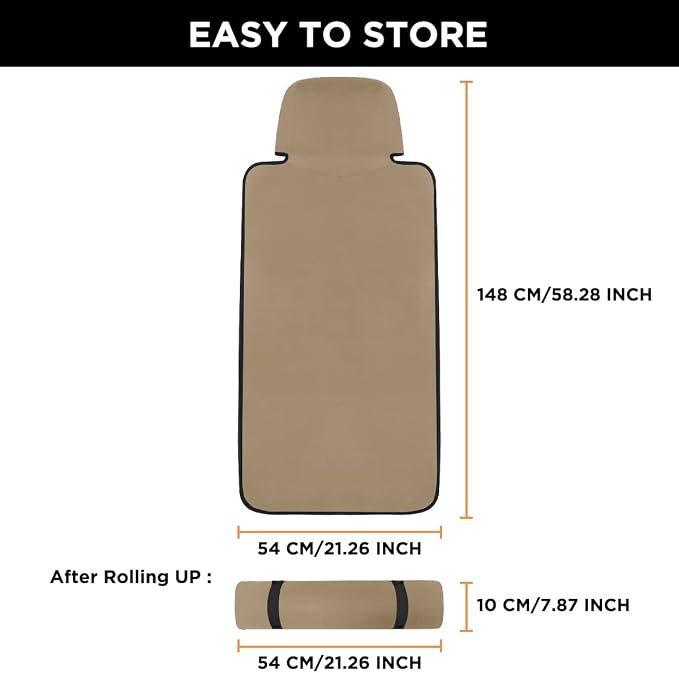 Neoprene Waterproof Car Seat Cover, Khaki 2pcs, Non-Slip | Car Seat Protector, Sweat-proof, Universal Fit SUV & Truck, Machine Washable, For Gym, Yoga, Pets, Workout, Beach, Swimming - Image 7