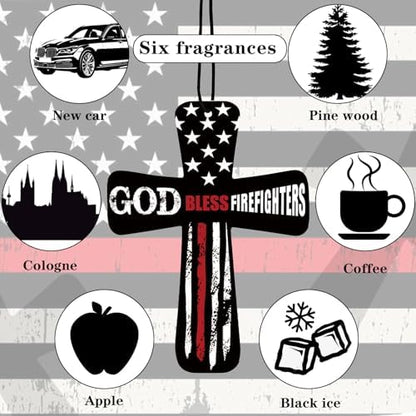 Fumete 24 Pcs Christian Firefighter Gift for Man Cross Car Air Fresheners - Image 3