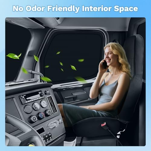 KUST Car Window Shades for Freightliner Cascadia 2018-2025 2026 Windshield Sun Shade Side Window Cover UV Block Privacy Protection Cascadia Accessories Foldable Front Rear Full Set 3PCS - Image 6