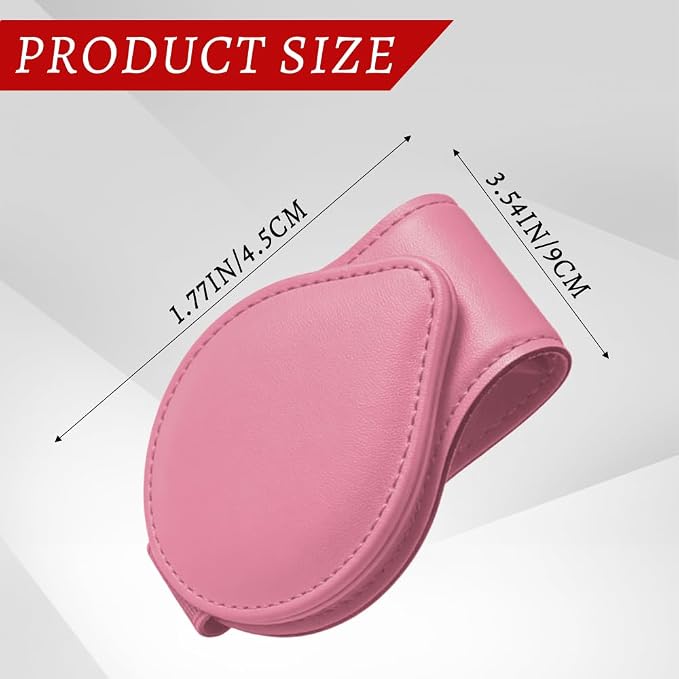 Sunglasses Holders for Car Visor, PU Leather Car Organizer, Magnetic Glasses Holder and Ticket Card Clip, Multi-Functional Auto Sun Visor Eyeglass Holder for Most Vehicles (Pink) - Image 2