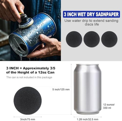 133 PCS Sanding Disc Drill Polishing Kit Sanding Attachment, 3 Inch Wet Dry Headlight Restoration Kit, Hook and Loop Sandpaper Buffing Pads with Rotary Tools for Car Wood Metal Glass Resin Expoxy - Image 4