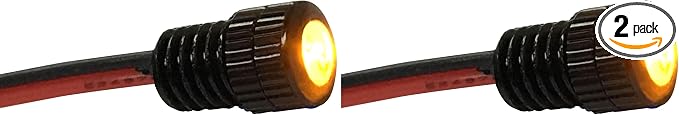 Oznium BRIGHTEST Light Bolt - Flush Mount 12V LED Light for Bumper, Grille, Cars Interior, Dash, Ambient Lighting, Motorcycle w/SLEEK Aluminum Housing & Screw Nut (6 mm Black, Amber LED) (Pack of 2) by Oznium