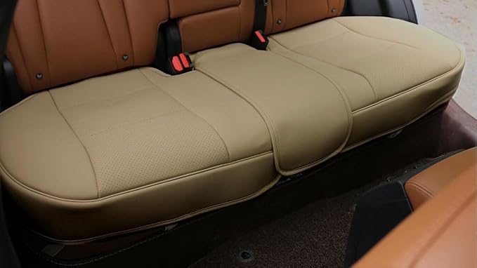 EDEALYN® 1 Pack Scalable (124-140cm) Back Seat Cover Car Seat Cover Seat Protector Rear Seat Bottom Cover Fits 90% of car - for Seat Bottom Only (Tan - Rear seat) - Image 2