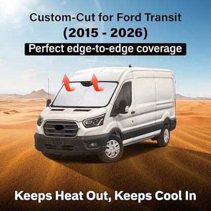EcoNour Windshield Sunshade Compatible for Ford Transit 2015-2024 2025 2026 - Image 2