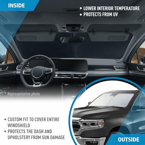 CLIM ART Windshield Sun Shade for Dodge Ram 1500 2019-2026, Custom-Fit Foldable Car Sunshade, Vehicle Sun Protector, Front Auto Windshield Cover, Car Accessories - WS3007 - Image 5