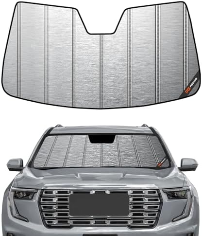 Pigenius Windshield Sunshade for GMC Acadia 2017-2023, Metallic Silver Finish by Pigenius