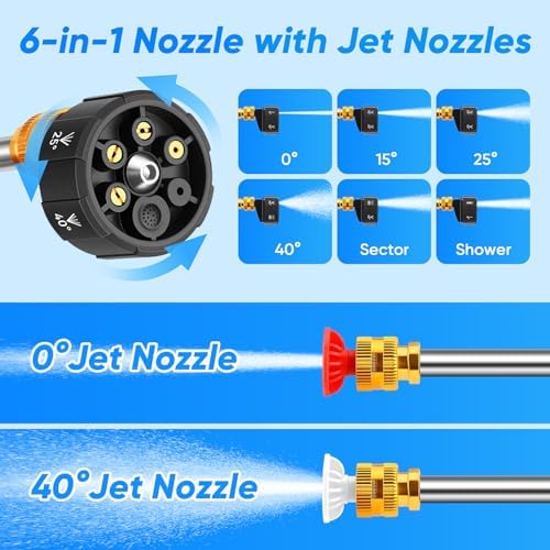 Portable Cordless 600PSI Pressure Washer, 6-in-1 Nozzle with Jet Nozzles - Image 3