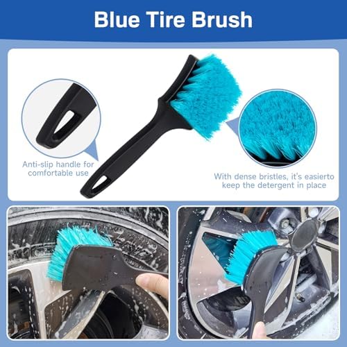 4 Pack Car Wheel and Tire Cleaner Brushes Kit Auto Motorcycle Rim Hub Ultra Soft Microfiber No Spatter Bendable Woolies Bristle Cleaning Set - Image 4