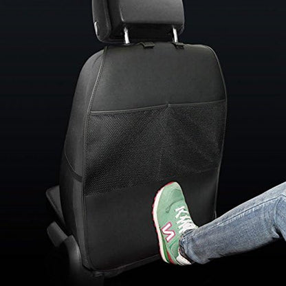 HCMAX 2 Pack Kick Mat Car Seat Back Protector Waterproof Easy to Clean Multifunctional Organizer Storage Bag Travel Accessory PU Leather Black - Image 2
